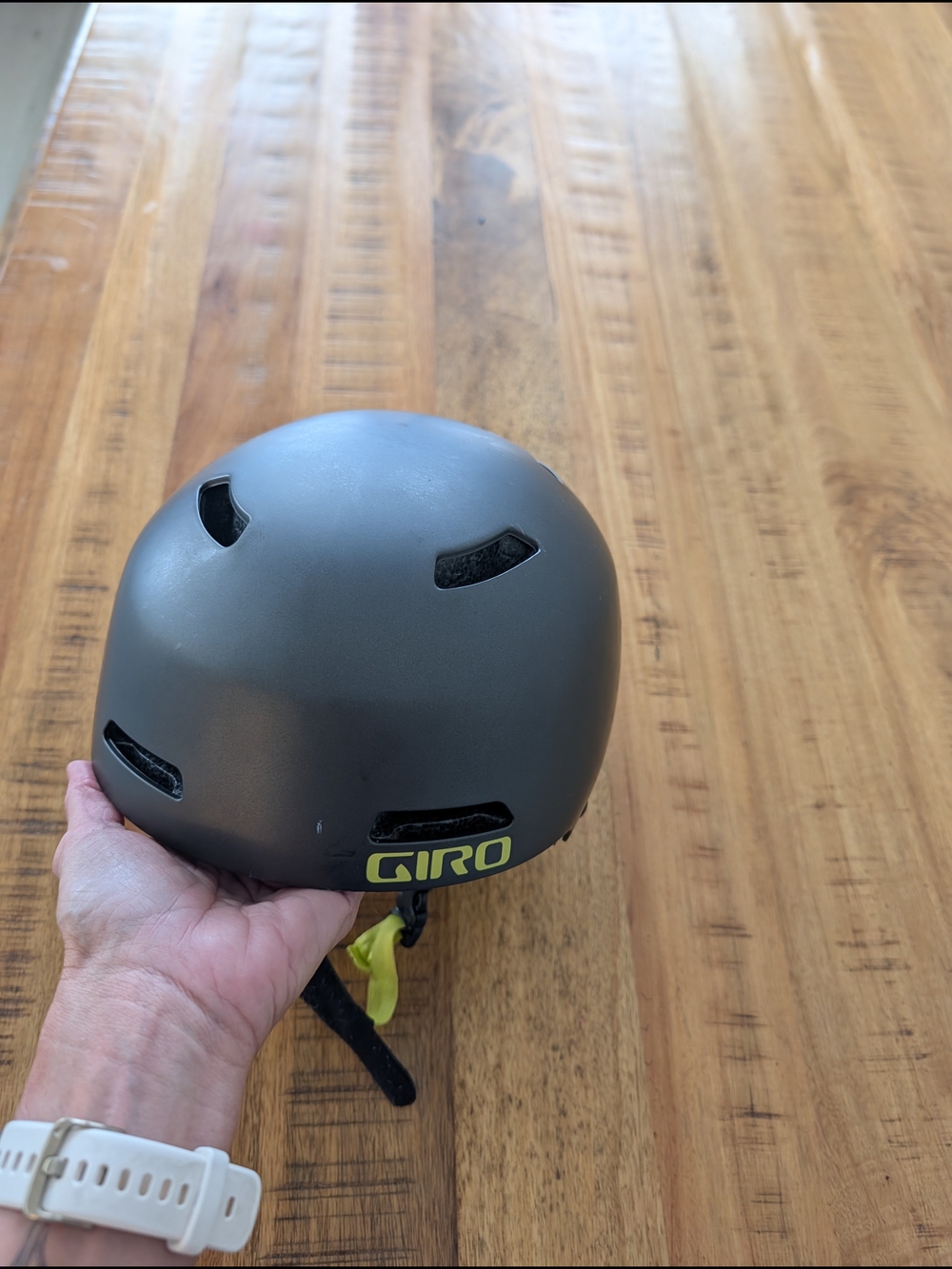 Giro Matte Gray Ski Helmet with Yellow Logo